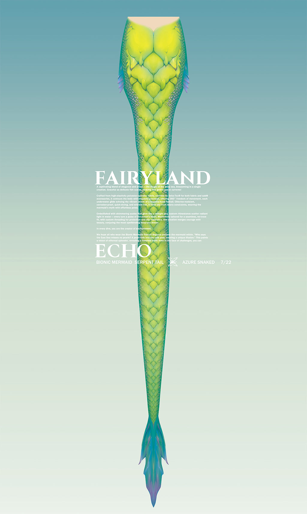 Bionic Mermaid Serpent Tail Azure Snake