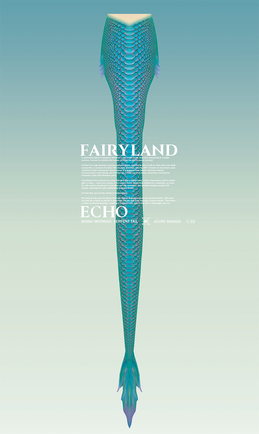 Bionic Mermaid Serpent Tail Azure Snake